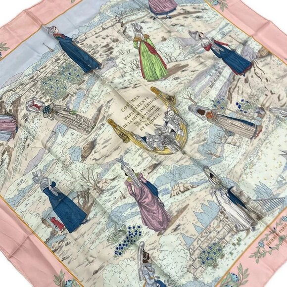 Auth HERMES Carre 90 - Light Blue Light Pink Multi Scarf - Picture 1 of 5